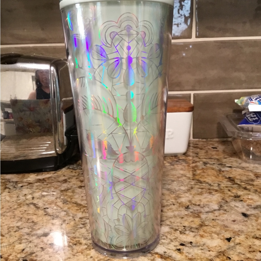STARBUCKS HOLOGRAPHIC FLORAL TUMBLER
